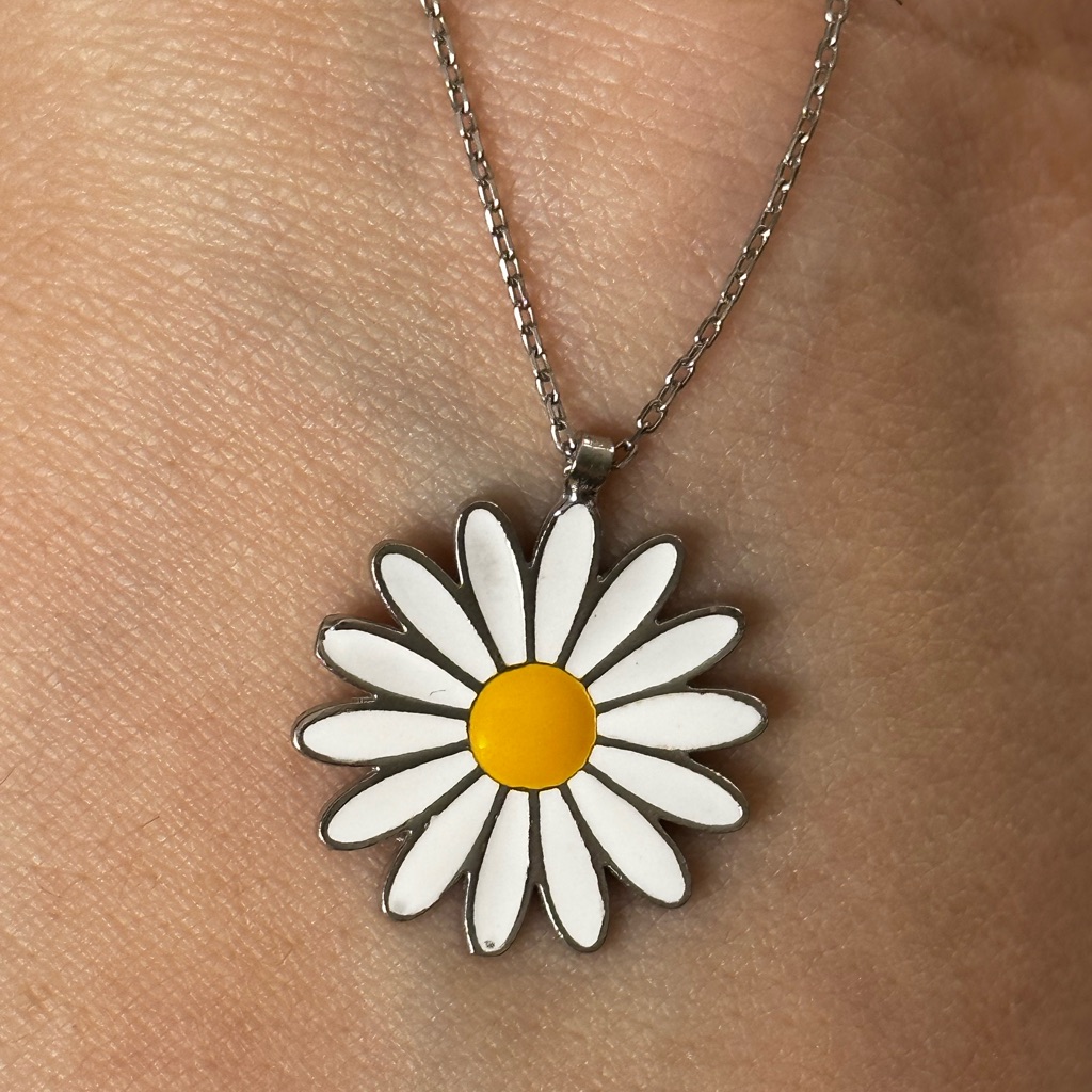 925 Silver Daisy Handmade Enamel Necklace